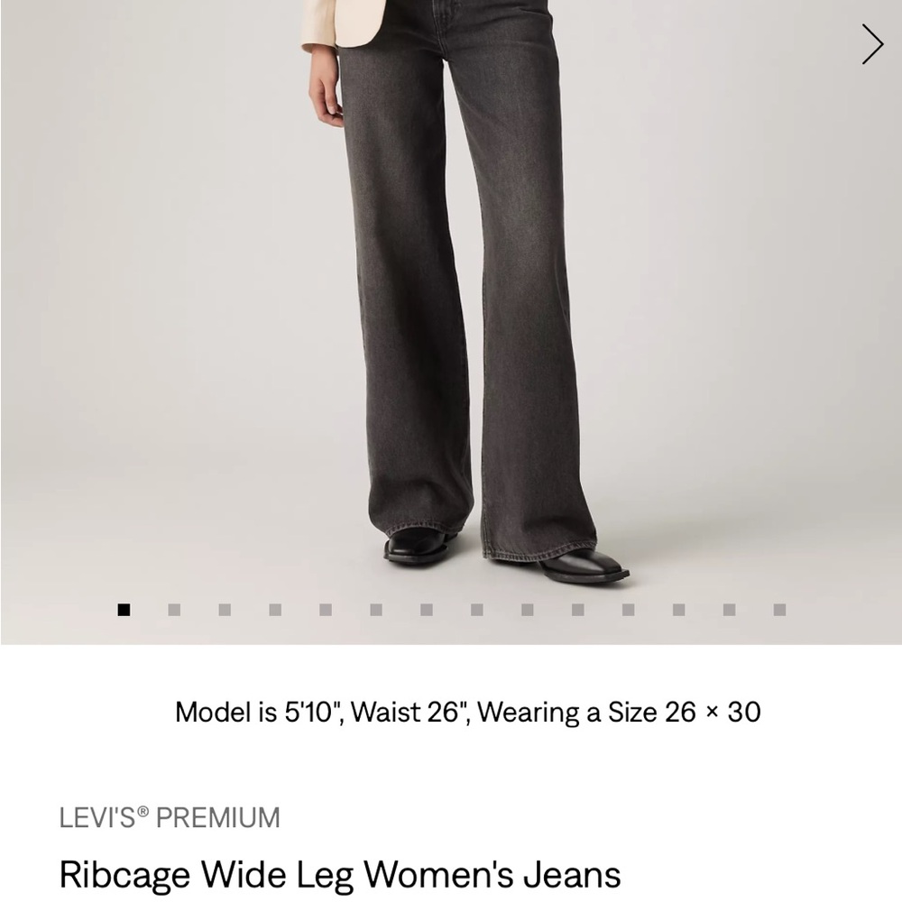 Levi's Ribcage Wide Leg Jeans — Charcoal